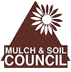 Logo of the Mulch & Soil Council featuring a brown triangle with a white daisy in the top right corner and the organization's name in bold white letters at the bottom.