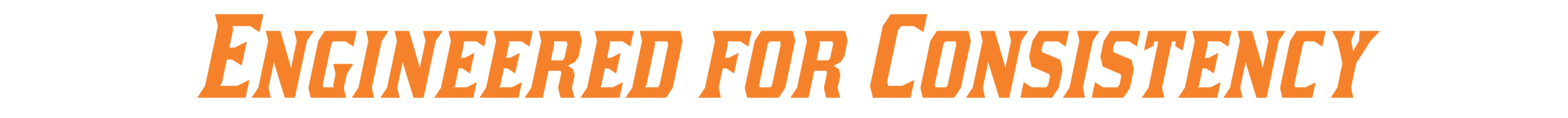 The phrase "Engineered for Consistency" is displayed in bold, orange, block-style letters on a light background.